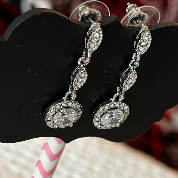 New! Dainty Silver Crystal Drop Earrings - Picture 2 of 6